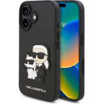 Karl Lagerfeld PU Saffiano Karl and Choupette Case for iPhone 16 Plus Black - (KLHCP16MSANKCPK)