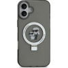 Karl Lagerfeld Ringstand Karl and Choupette MagSafe Case for iPhone 16 Black - (KLHMP16SHMRSKCK)