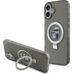 Karl Lagerfeld Ringstand Karl and Choupette MagSafe Case for iPhone 16 Plus Black - (KLHMP16MHMRSKCK)