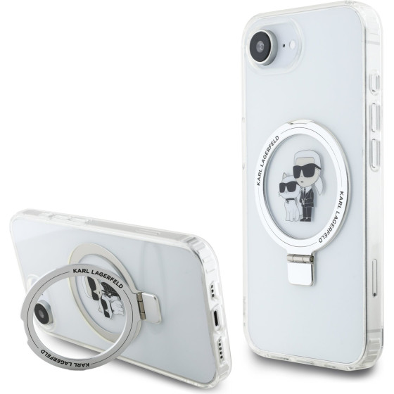 Karl Lagerfeld Ringstand Karl and Choupette MagSafe Case for iPhone 16e White - (KLHMPSE4HMRSKCH)