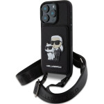 Karl Lagerfeld Saffiano Crossbody Strap Karl and Choupette Case for iPhone 16 Pro Black - (KLHCP16LCSAKCPMK)
