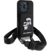 Karl Lagerfeld Saffiano Crossbody Strap Karl and Choupette Case for iPhone 16 Pro Black - (KLHCP16LCSAKCPMK)