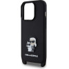 Karl Lagerfeld Saffiano Crossbody Strap Metal Karl and Choupette Case for iPhone 15 Pro Black - (KLHCP15LSAKCPBK)