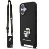 Karl Lagerfeld Saffiano Crossbody Strap Metal Karl and Choupette Case for iPhone 17 Black - (KLHCP17SSAKCPBK)