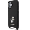 Karl Lagerfeld Saffiano Crossbody Strap Metal Karl and Choupette Case for iPhone 17 Black - (KLHCP17SSAKCPBK)
