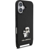 Karl Lagerfeld Saffiano Crossbody Strap Metal Karl and Choupette Case for iPhone 17 Black - (KLHCP17SSAKCPBK)