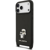 Karl Lagerfeld Saffiano Crossbody Strap Metal Karl and Choupette Case for iPhone 17 Pro Black - (KLHCP17LSAKCPBK)