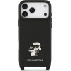Karl Lagerfeld Saffiano Crossbody Strap Metal Karl and Choupette Case for iPhone 17 Pro Black - (KLHCP17LSAKCPBK)
