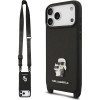 Karl Lagerfeld Saffiano Crossbody Strap Metal Karl and Choupette Case for iPhone 17 Pro Max Black - (KLHCP17XSAKCPBK)