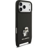 Karl Lagerfeld Saffiano Crossbody Strap Metal Karl and Choupette Case for iPhone 17 Pro Max Black - (KLHCP17XSAKCPBK)