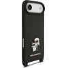 Karl Lagerfeld Saffiano Crossbody Strap Metal Karl and Choupette Case for iPhone Air Black - (KLHCP17MSAKCPBK)