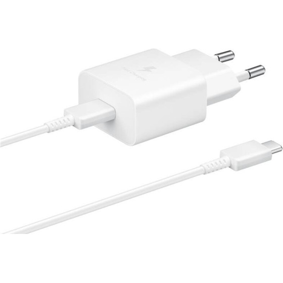 Samsung EP-T1510EWE + EP-DA705BWE 15W Travel Charger + USB-C/USB-C Data Cable White (OOB Bulk) - (57983112611)