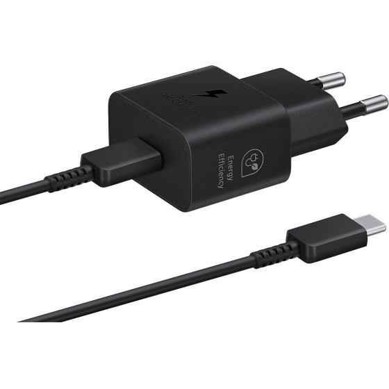 Samsung EP-T2510EBE + EP-DN980BBE USB-C 25W Travel Charger + USB-C Data Cable Black (OOB Bulk) - (57983121786)