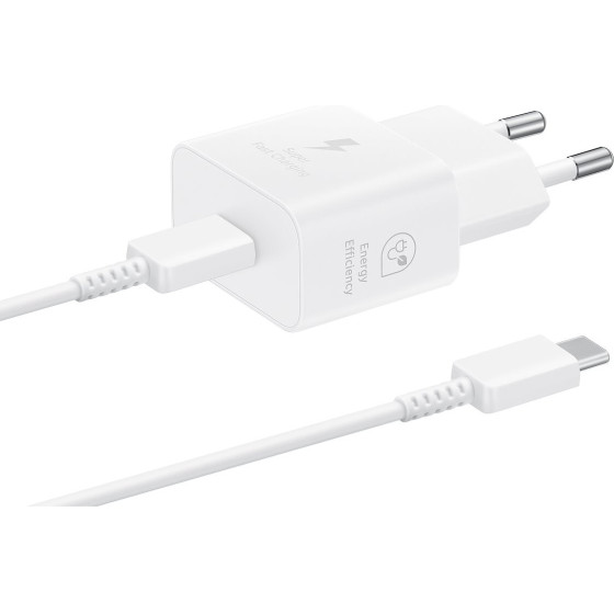 Samsung EP-T2510EWE + EP-DN980BWE USB-C 25W Travel Charger + USB-C Data Cable White (OOB Bulk) - (57983121789)