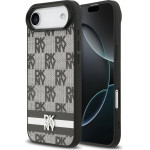 DKNY Pu Leather Checkered Pattern And Stripe Case For Iphone Air Black - (DKHCP17MPCPTSSK)