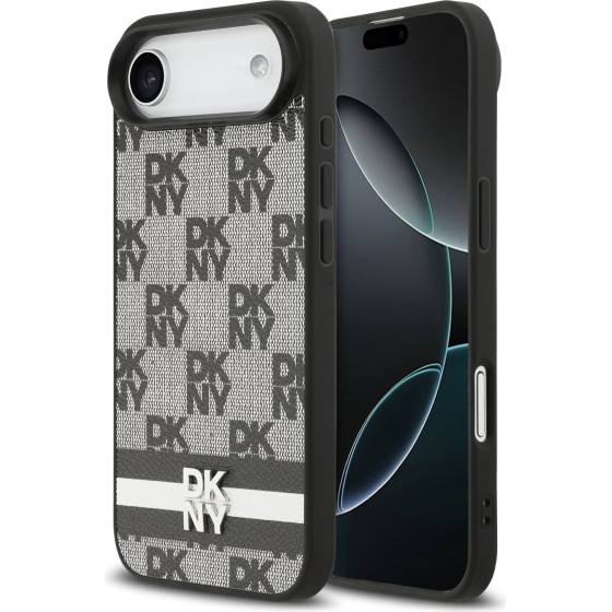 DKNY Pu Leather Checkered Pattern And Stripe Case For Iphone Air Black - (DKHCP17MPCPTSSK)
