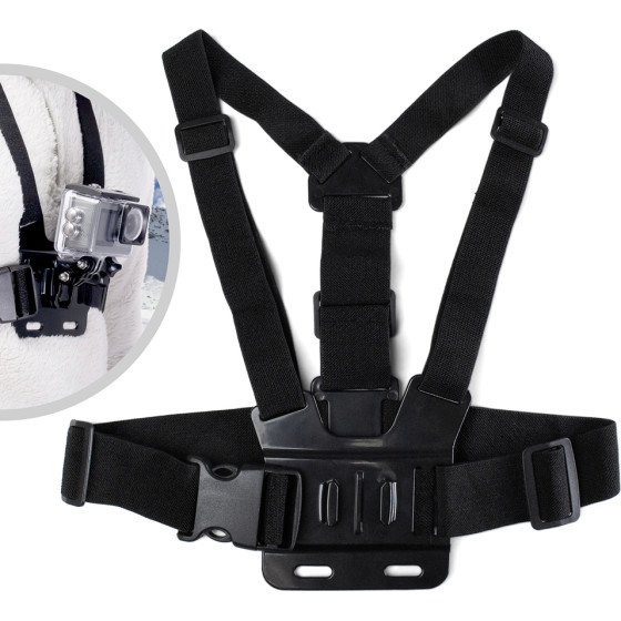 Hurtel Chest Mount - Chest Harness For Gopro Sjcam Sports Cameras - Black 7426757224880 - (Gopro Adjustable Chest Mount Harness Chesty Strap)