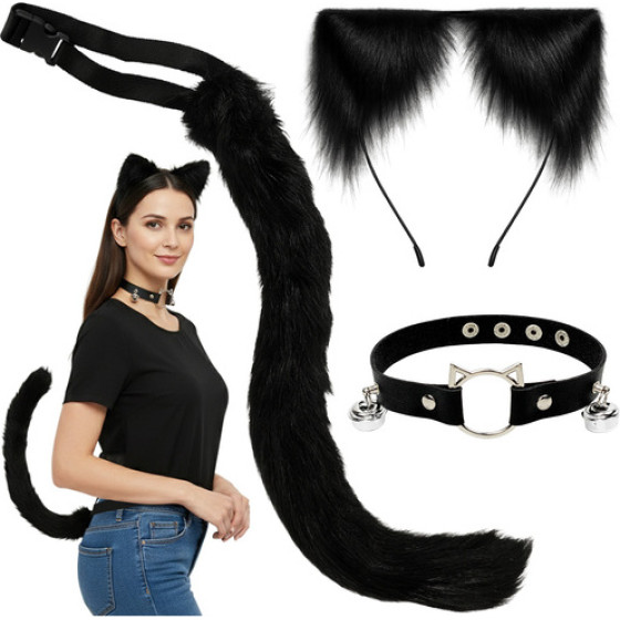 Ruhhy 3-Piece cat/Fox costume, black, 26587 - (18623-0)
