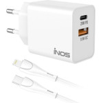 iNOS ��������� �������� ������� �������� �� ����� ����� Usb A & Usb C Pd Qc 3.0 20W & Lightning ������� 1m ����� - (INOSCH-73708, INOSNS-73708)