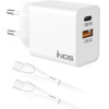 iNOS ��������� �������� ������� �������� �� ����� ����� Usb A & Usb C Pd Qc 3.0 20W & Usb C ������� 1m ����� - (5205598173692)