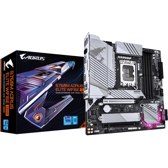 Gigabyte B760M Aorus Elite WIFI6E GEN5 Motherboard - Supports 14th Gen. Intel Core CPUs, 12+1+1 Phases VRM, Up To 5600MHz DDR5, 2xPcie 4.0 M.2, Wi-Fi 6E, 2.5 Gbe LAN, Usb 3.2 Gen 2x2 - (B760M A E WF6E GEN5)