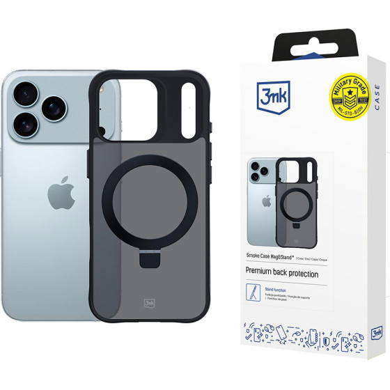 3MK - Smoke Case Mag&Stand - Iphone 17 Pro Max - Black