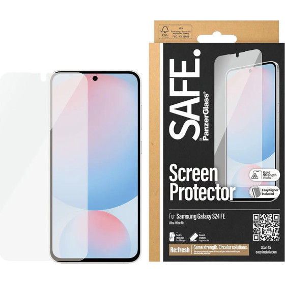 PanzerGlass(R) - SAFE. Ultra-Wide Fit Screen Protector w. Aligner - Samsung Galaxy S24 Fe - Clear