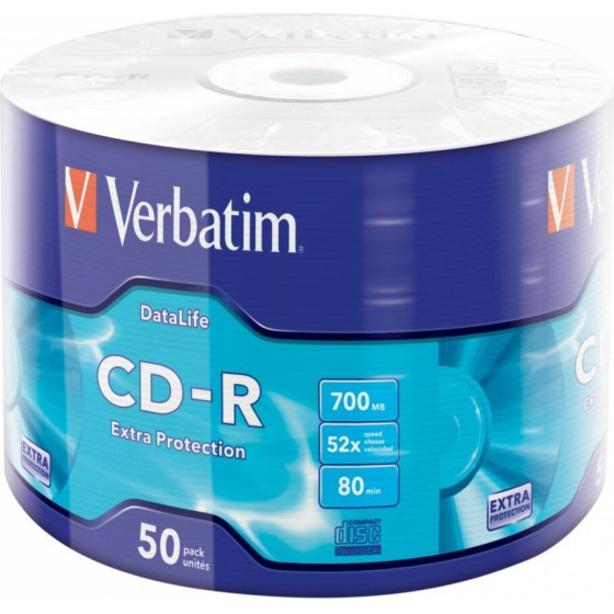 Verbatim CD-R 700MB/ 52x/ 80min/ 50pack/ Wrap - (43787)