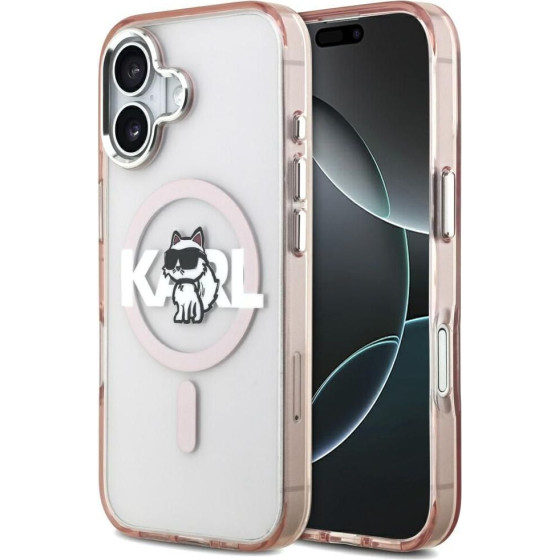Karl Lagerfeld Case For Iphone 17 Compatible With Magsafe KLHMP17SHgchgkbp (Iml Choupette Sketch Logo) pink