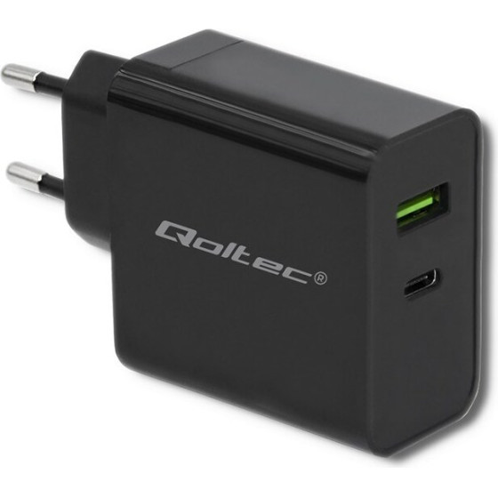 QOLTEC Charger | 45W | 5-20V | 2.25-3A | Usb Type C Pd | Usb | Black - (51717)