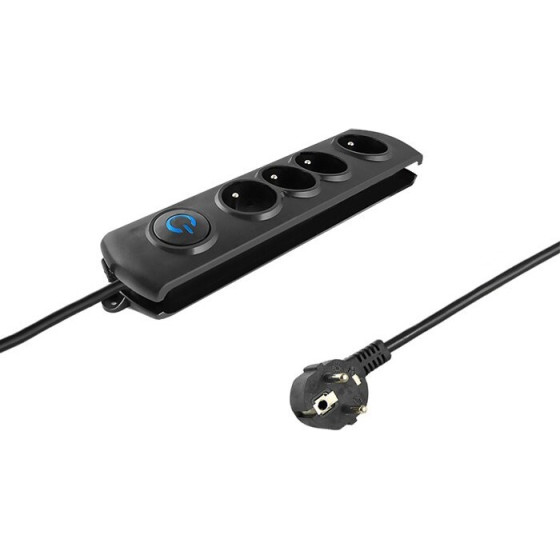 Qoltec surge protector 4 AC outlet(s) 230 V 1.5 m Black - (50104)
