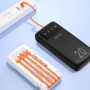 Dudao Capacious Powerbank With 3 built-In Cables 20000mAh Usb Type C + Micro Usb + Lightning Black ( K6PRo +) 6977196682393