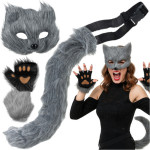 Ruhhy 4-Piece cat/Fox costume, gray, 26247 - (18620-0)