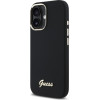 Guess Iphone 16 6.1 Black Hardcase Silicone Script Metal Logo & Frame - (GUHCP16SSMBSLK)