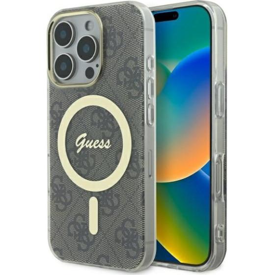 Guess Iphone 16 Pro 6.3 Brown Hardcase Iml 4G Magsafe - (GUHMP16LH4STW)