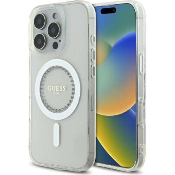 Guess Iphone 16 Pro Max 6.9 White Hardcase Iml Rhinestones Magsafe - (GUHMP16XPFTDTEH)