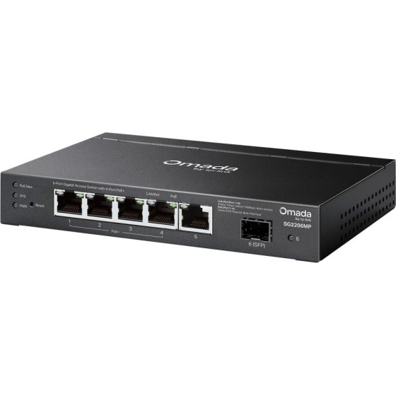 TP-Link Omada Access 6-Port Gigabit Switch With 4-Port PoE+ - - (SG2206MP)