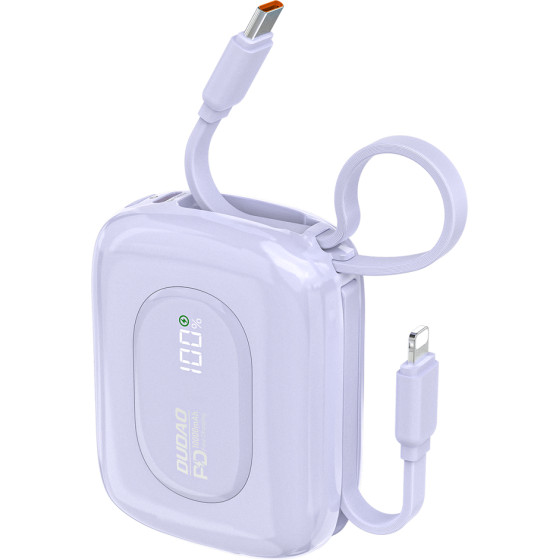 Dudao K32 22.5W 10000 Mah Powerbank With Built-In USB-C/ Lightning Cable - Purple - (K32 purple)