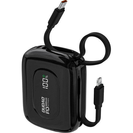 Dudao K32 Powerbank 22.5W 10000 Mah With Built-In USB-C/ Lightning Cable - Black - (K32 black)