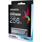 Adata - Memory Stick UE800 - Type-C (Usb 10Gbps), 256GB, Up To 1,000/950MB/s, Metal Texture - Silver - (AELI-UE800-256G-CSG)