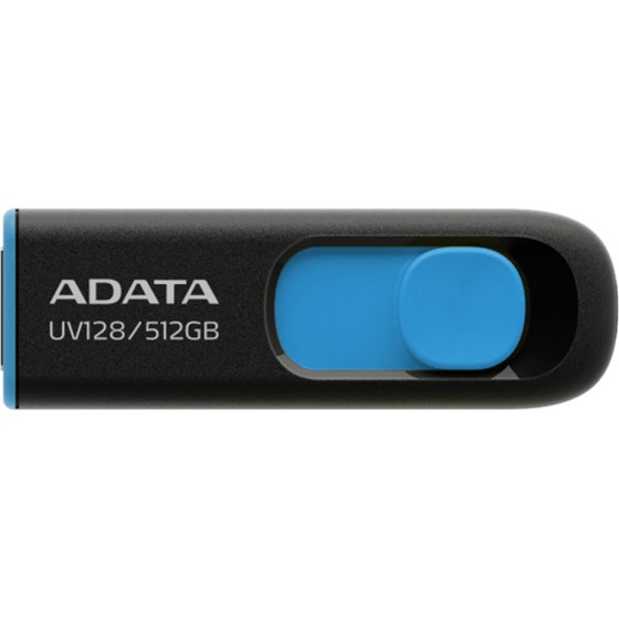 Adata - Memory Stick UV128 - Usb 3.2 Gen1 (Usb 5Gbps), 512GB, 100MB/s Read, Windows, MacOS, Linux - Black - (AUV128-512G-RBE)