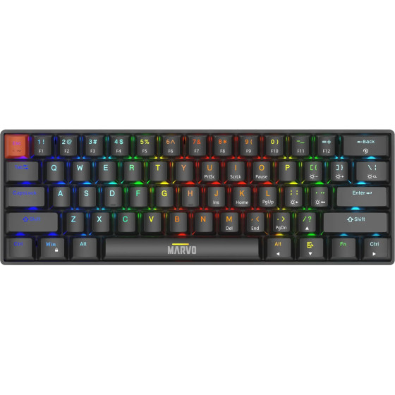 Marvo Gaming Mechanical Keyboard Saber 61 KG933G - 61 keys, Red Switches [Linear] - (MARVO-KG933G-BK)