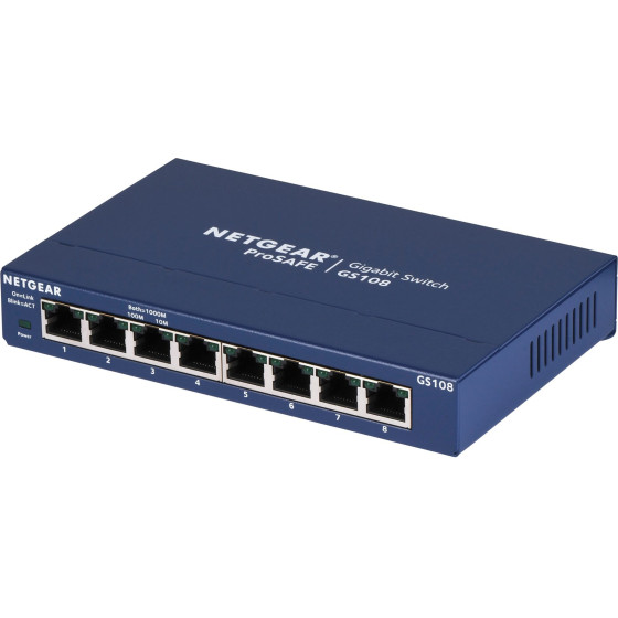NETGEAR Network Switch Unmanaged Gigabit Ethernet (10/100/1000) Blue - (GS108GE)