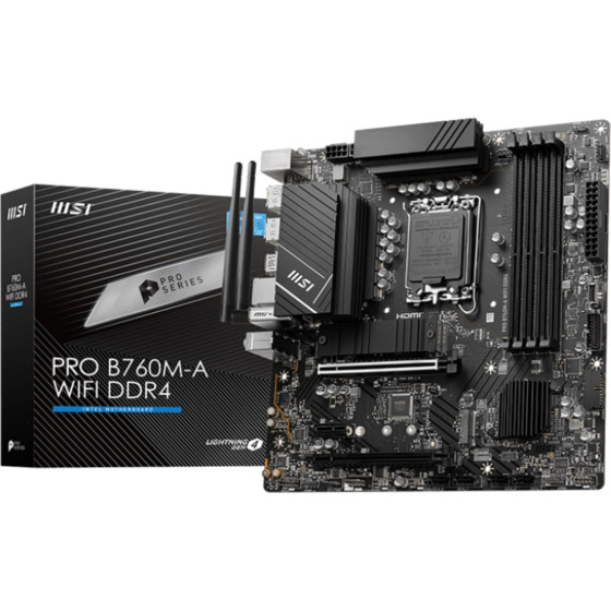 MSI Pro B760M-A Wifi DDR4 Motherboard Intel B760 Lga 1700 Micro Atx - (7D99-001R)
