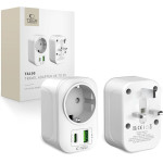 Tech-Protect TA100 Travel Adapter Uk To Eu WHITE