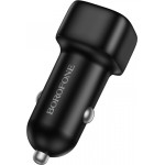 Borofone Car Charger BZ34B Cloud, 38W, 3A, 1 x USB-A - 1 x USB-C, Black