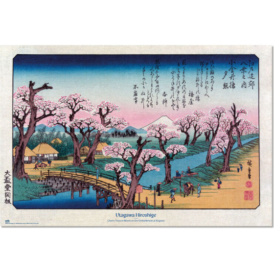 ERIK Cherry Trees in Bloom on the Embankment at Koganei Hiroshige poster - (8435747817352)