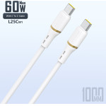 Dudao L25C USB-C - USB-C Silicone Cable 60W 1m - White - (L25C-white)