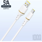 Dudao L25T USB-A - USB-C Silicone Cable 5A 1m - White - (L25T-white)