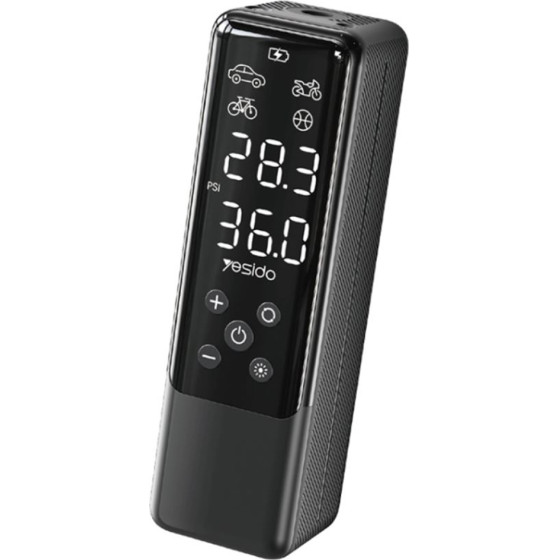 Yesido - Inflation Pump - Portable, Digital Display, Flashlight, 50W - Black - (VC05)